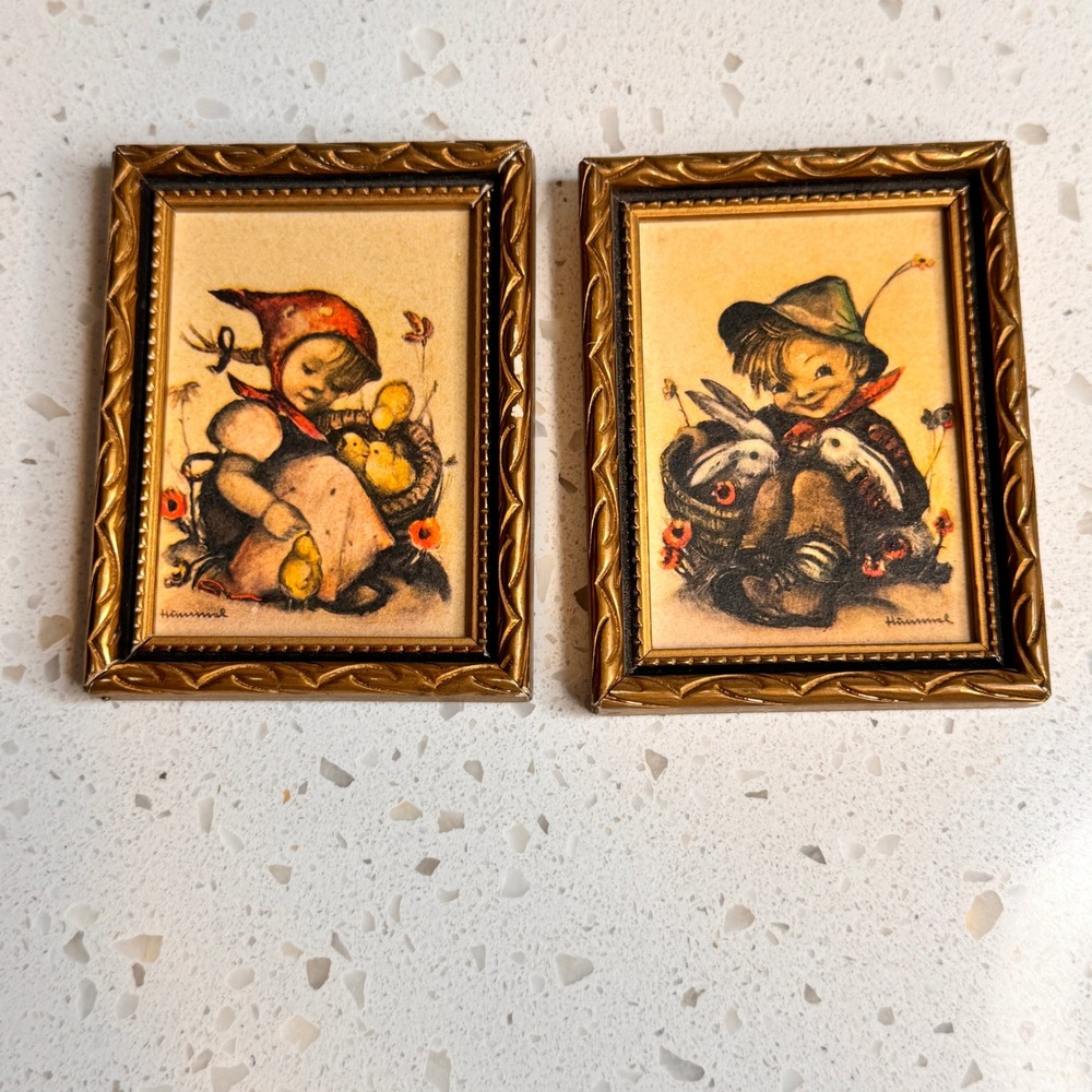 Vintage Hummel‎ Goebel Mini Framed Prints Set of 2 Children West Berlin